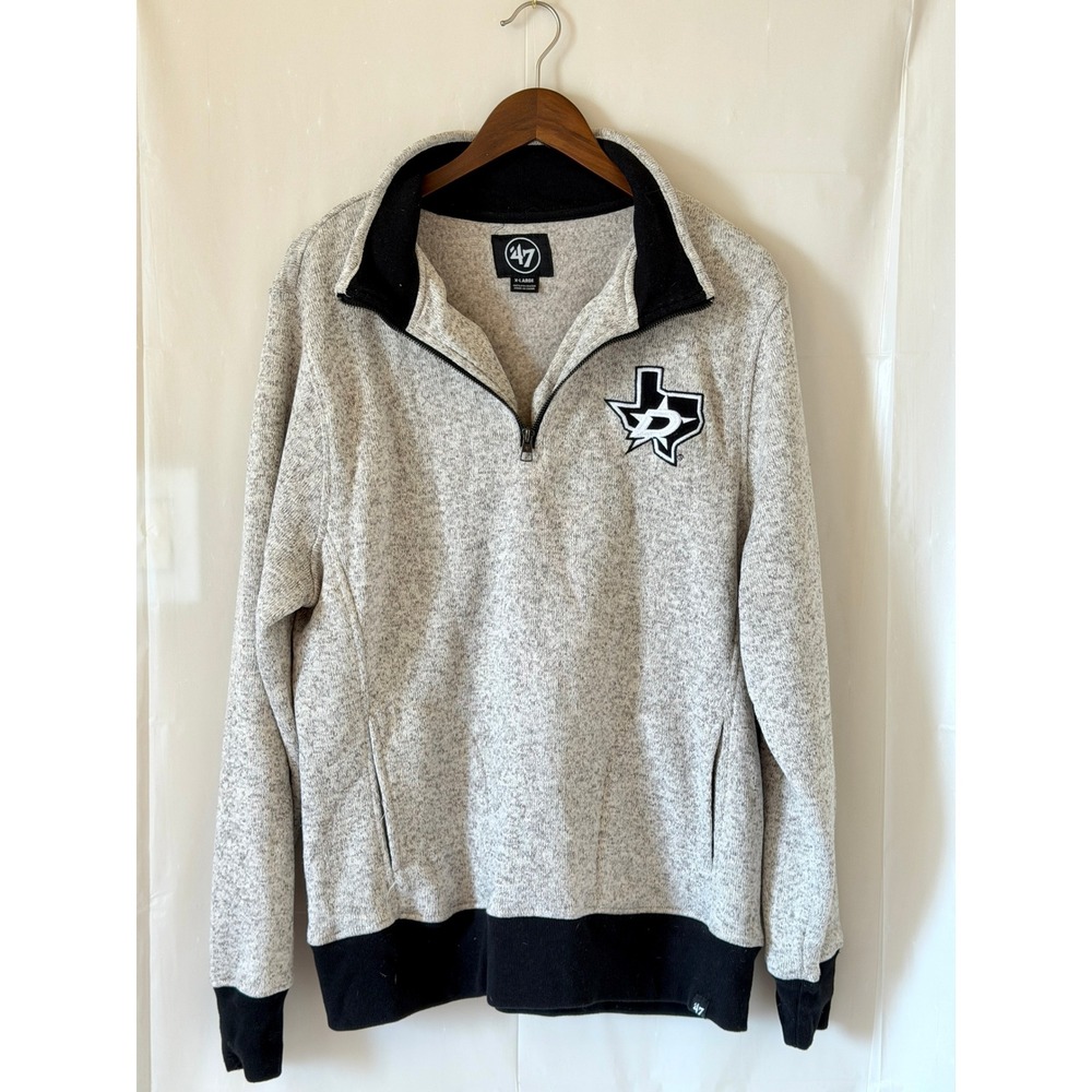 47 Brand Dallas Stars NHL Mens XL Quarter Zip Pullover Heather Gray Sweatshirt